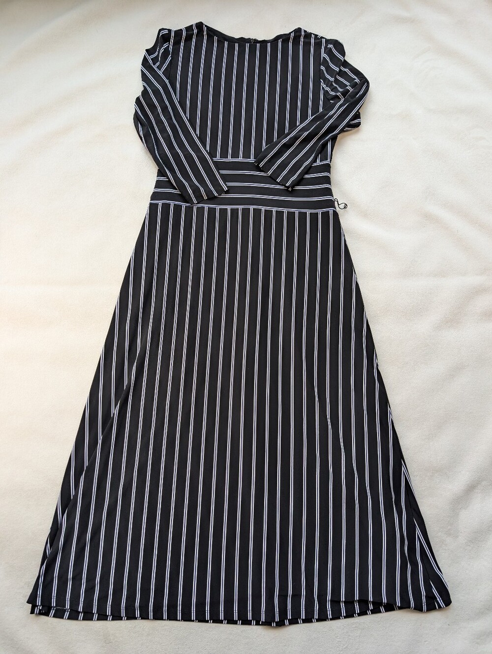 Lauren Ralph Lauren Black White Dress Pinstripe Midi Office Siren Classic Size 8 - Picture 7 of 17